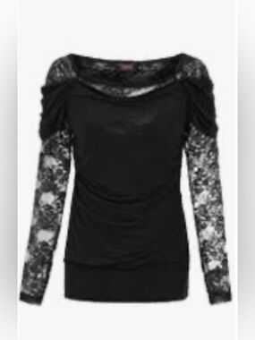 GUC Goth Black Floral Lace w Fabric Draped Over Shoulders and Trunk; Sexy